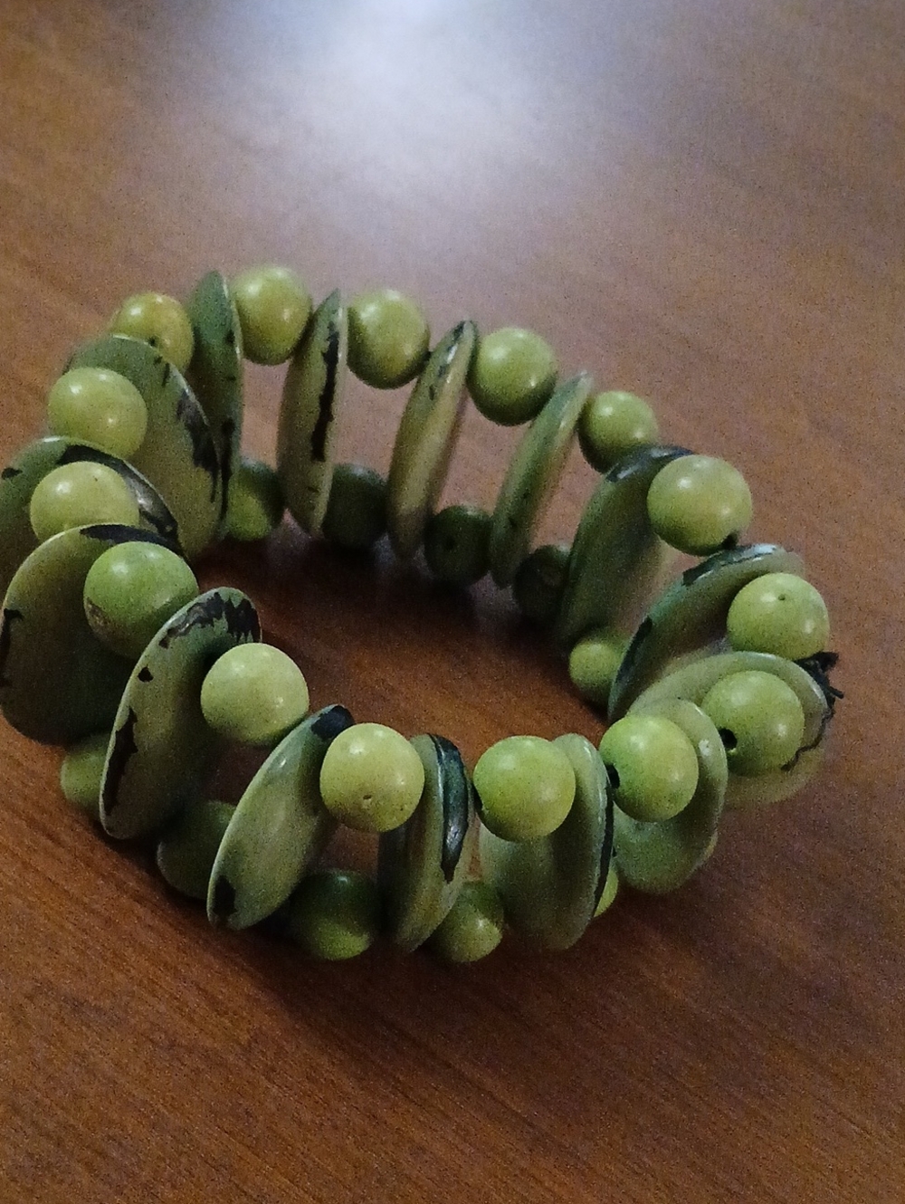 Green Beaded Shell Stretch Bracelet - Women Jewelry